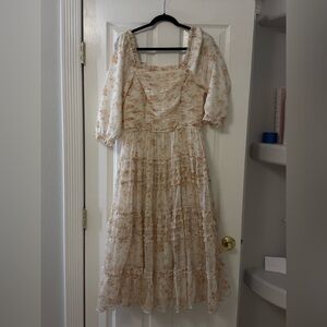 Ivy City Co Aniston Floral Cream and Brown Women's Dress